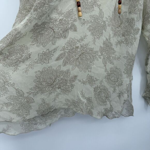 111 State Petite Silk Boho Sheer Floral Flowy Blouse Ruffle Size 14P - Picture 5 of 9